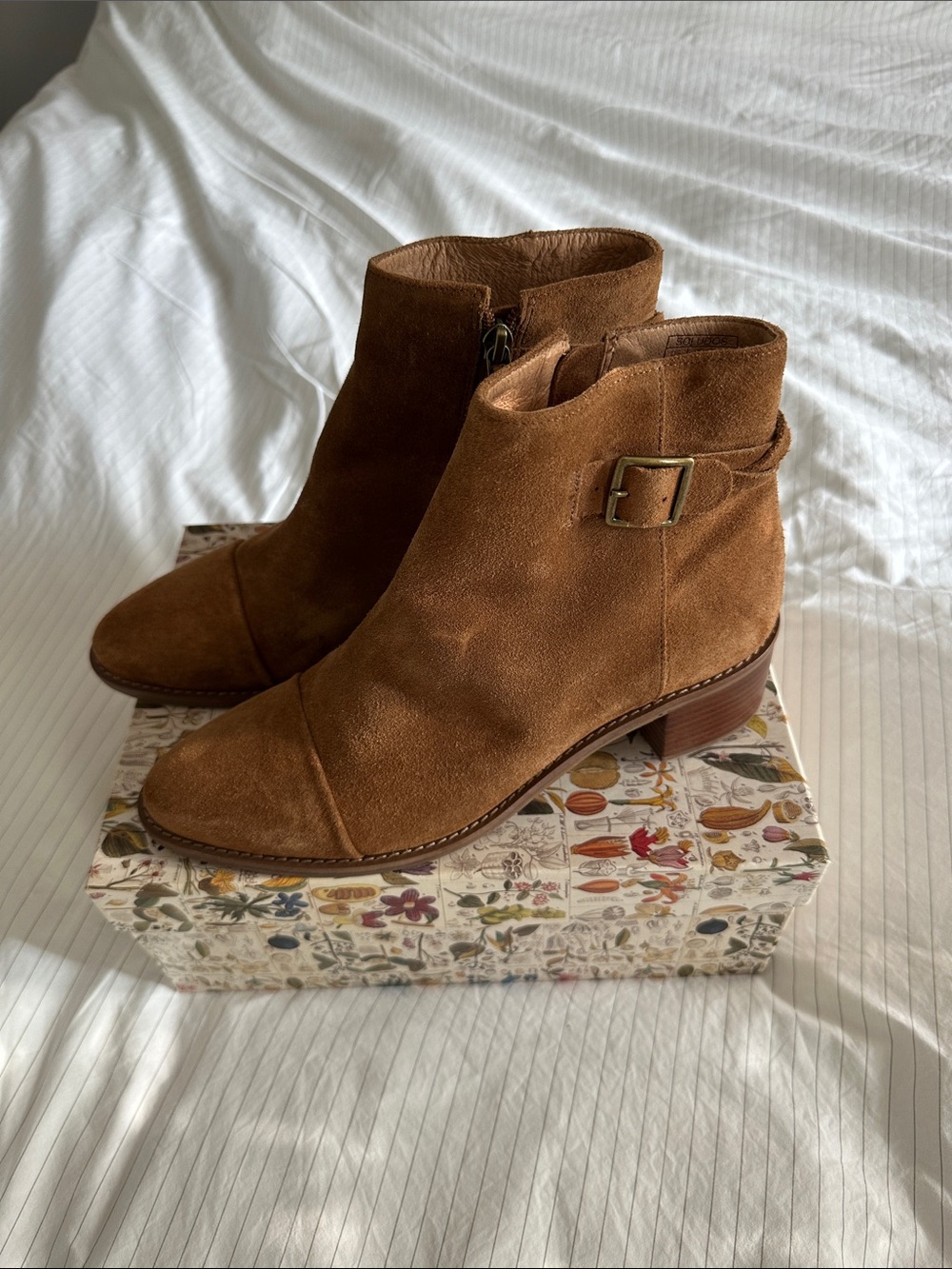 Soludos Women's Suede Ankle Boots with Braided Buckle Band - 8